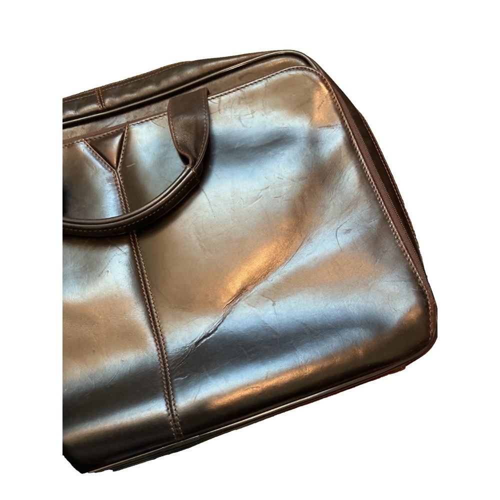 Rare Vintage Johnston & Murphy Brown Leather Laptop Briefcase Messenger Bag EUC